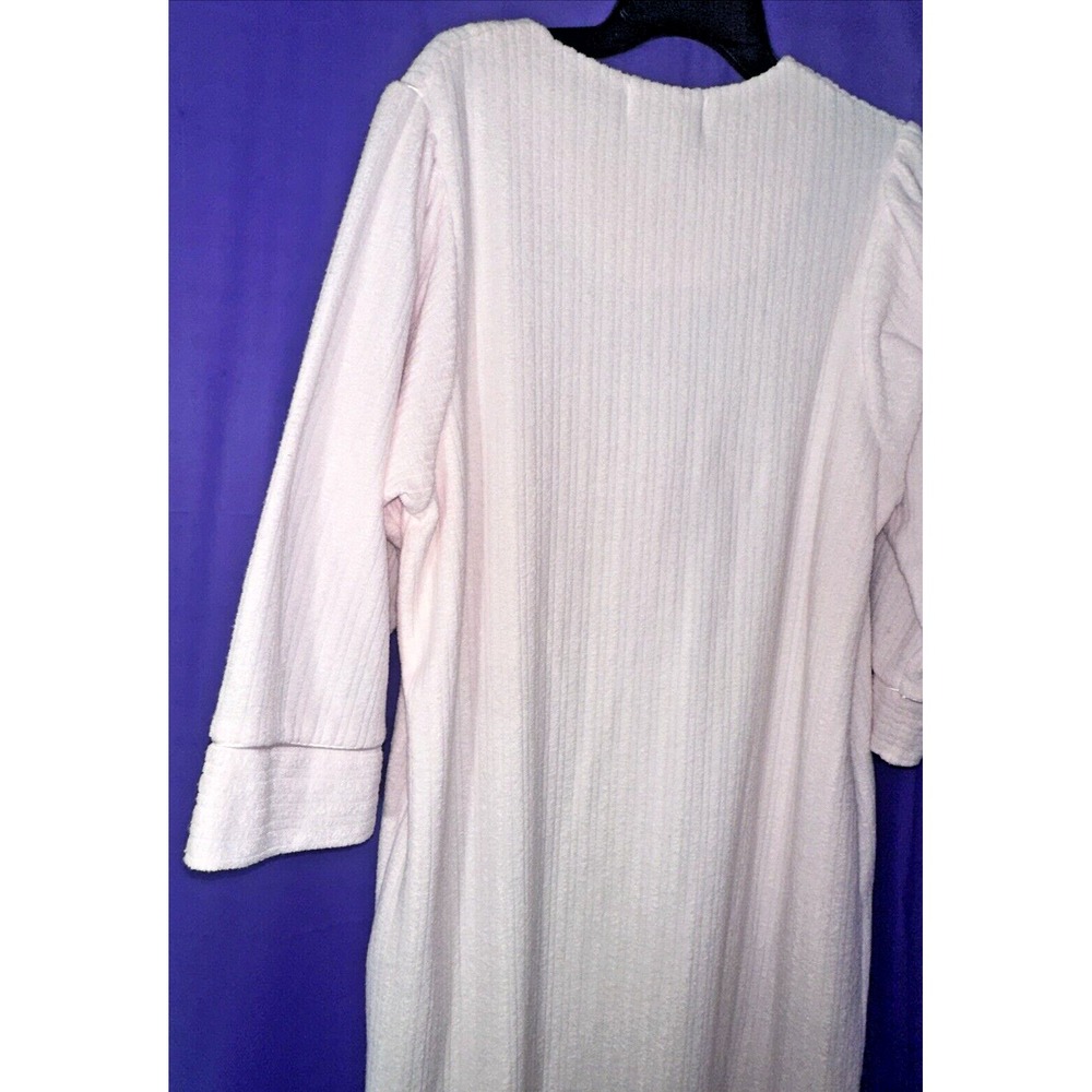 Vintage MISS ELAINE Classics Nightgown  Long Pink Long Sleeve Embroidered Large - Picture 12 of 13